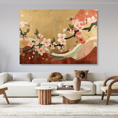 Vintage Japanese Cherry Blossom Wall Art Canvas Print