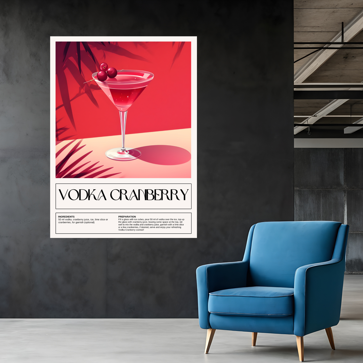 Vodka Cranberry Cocktail Wall Art Canvas Print