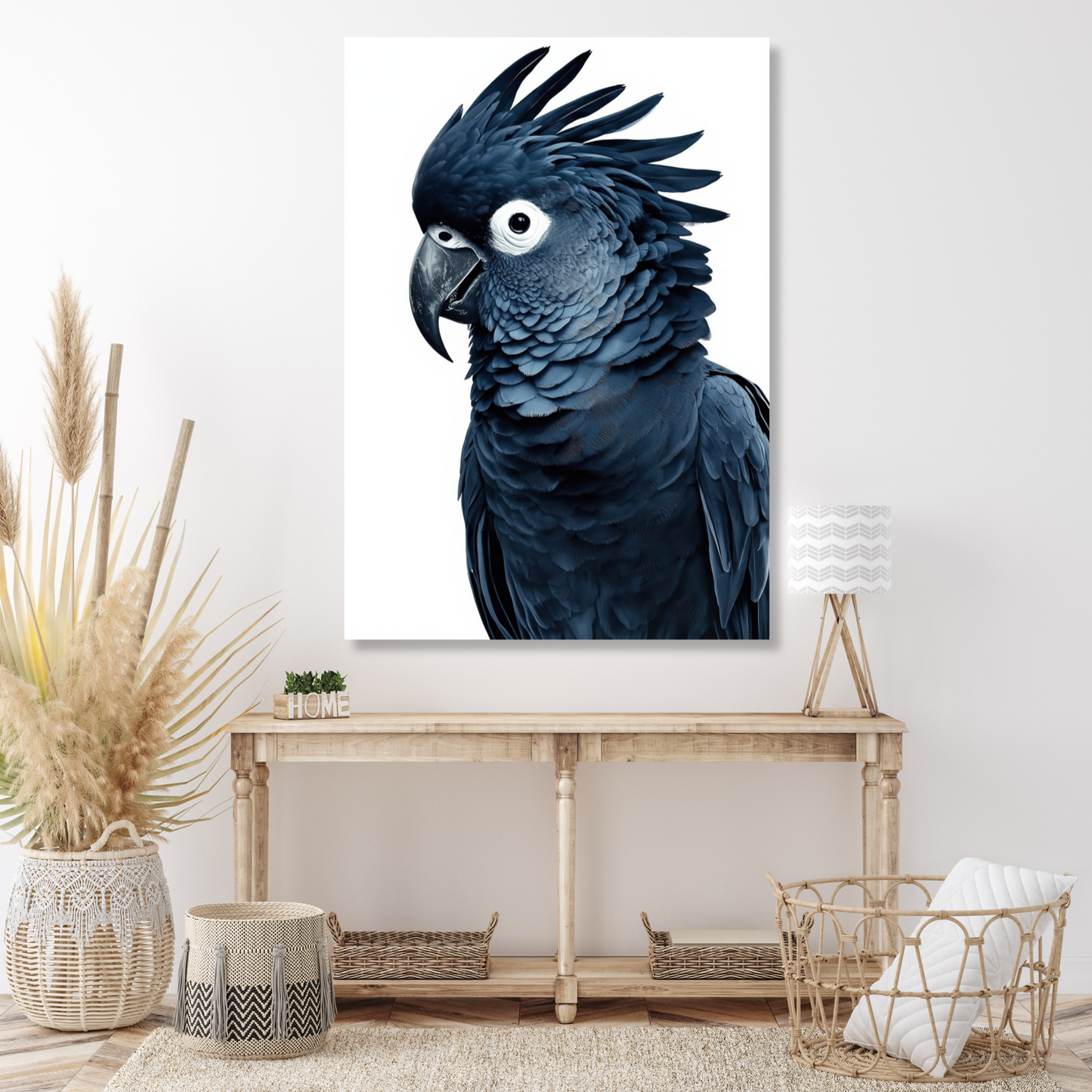 Black Cockatoo Indigo Wall Art Canvas Print