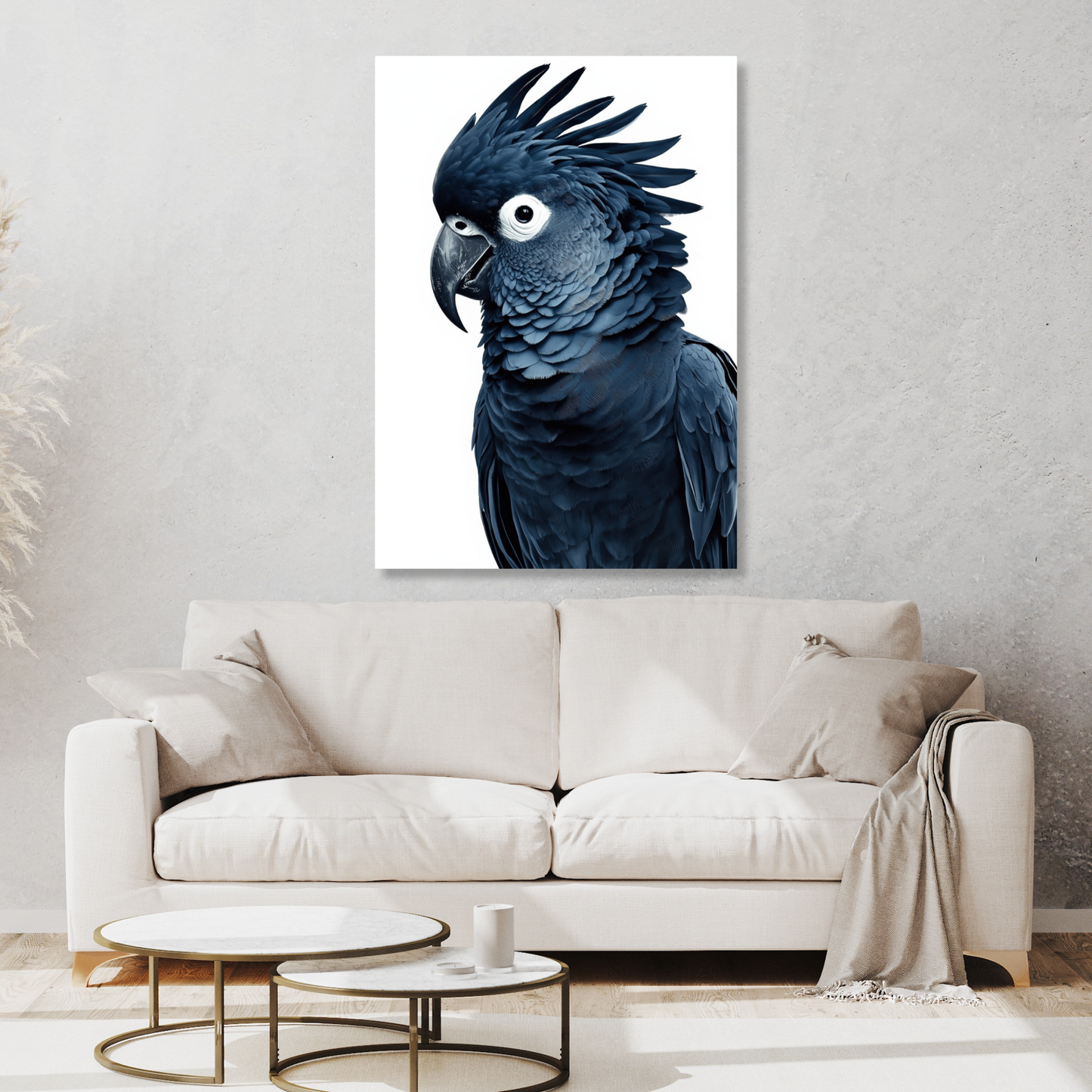 Black Cockatoo Indigo Wall Art Canvas Print