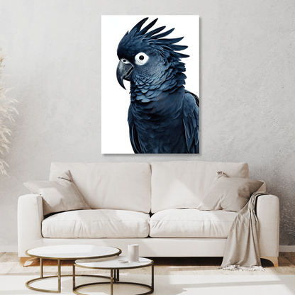 Black Cockatoo Indigo Wall Art Canvas Print