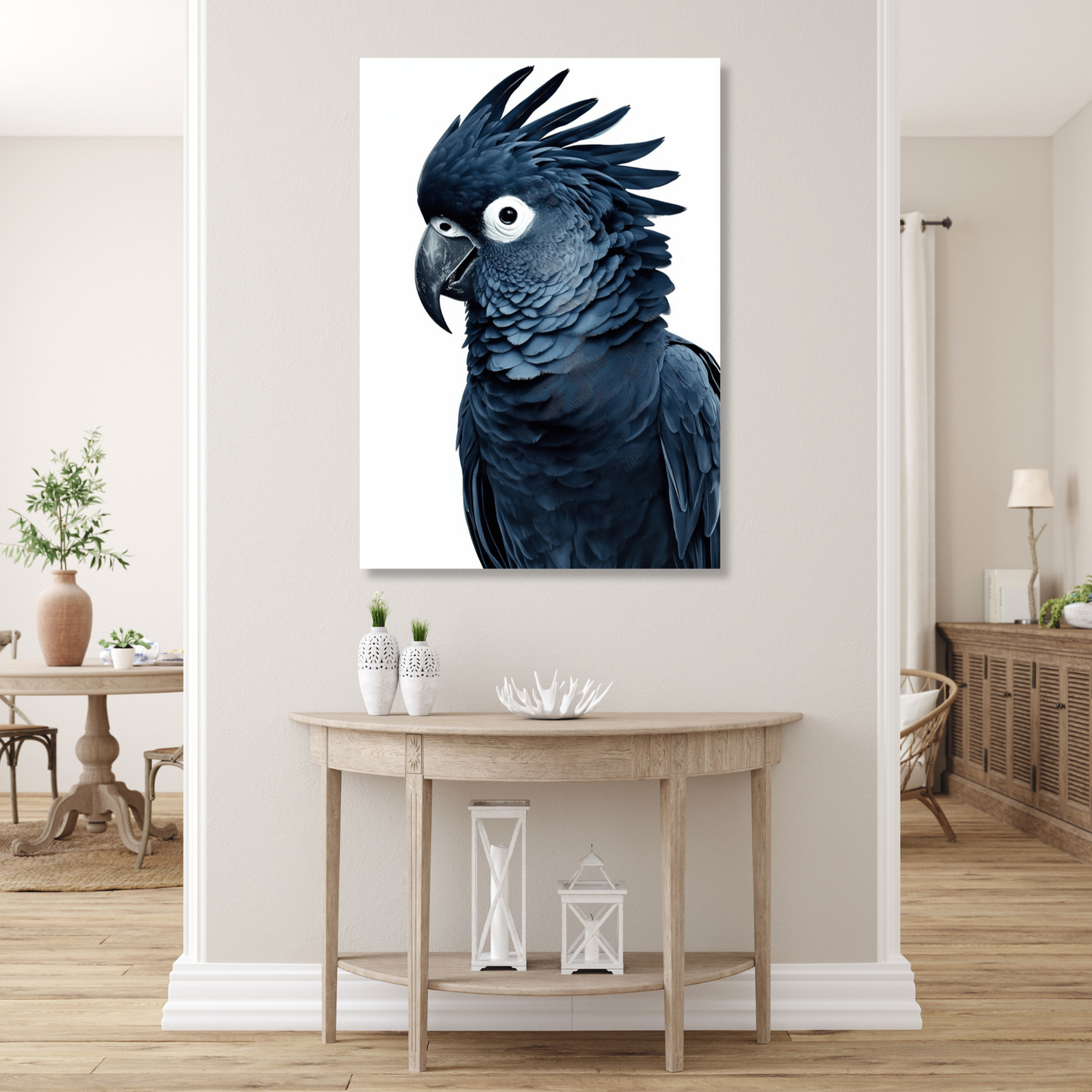 Black Cockatoo Indigo Wall Art Canvas Print