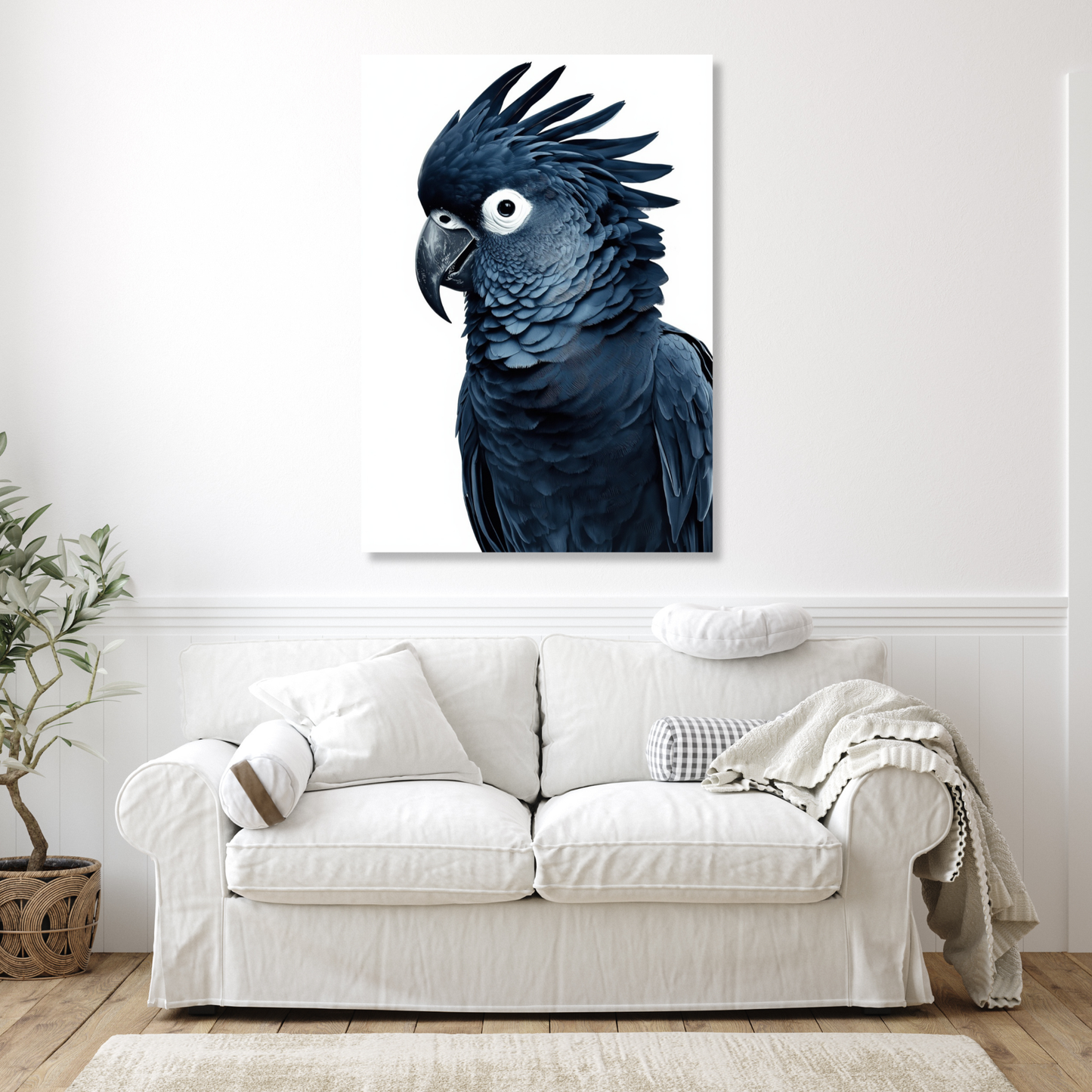 Black Cockatoo Indigo Wall Art Canvas Print