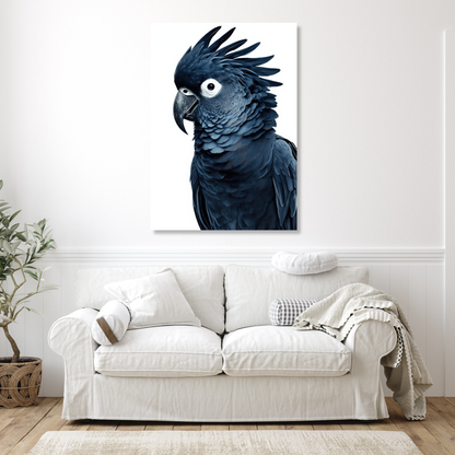 Black Cockatoo Indigo Wall Art Canvas Print
