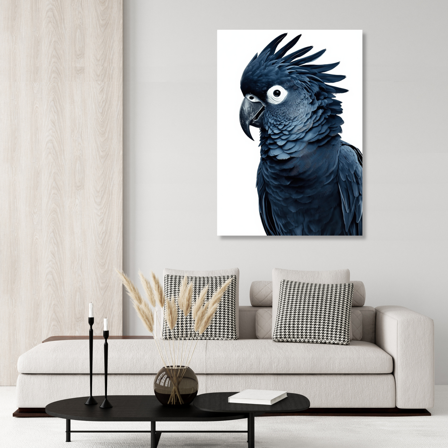 Black Cockatoo Indigo Wall Art Canvas Print