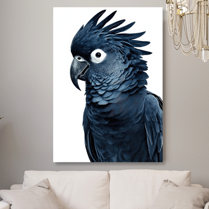 Black Cockatoo Indigo Wall Art Canvas Print