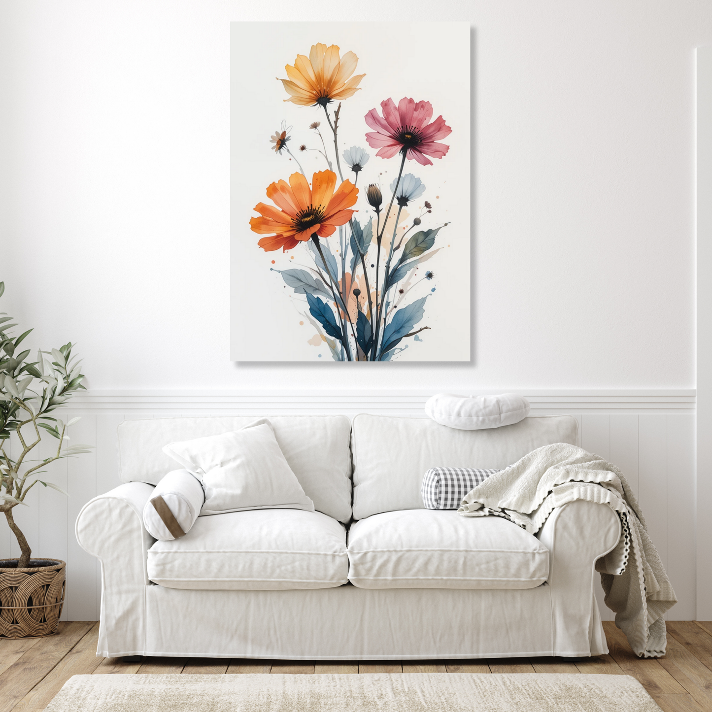 Floral In Watercolour No.2 Wall Art Canvas Print