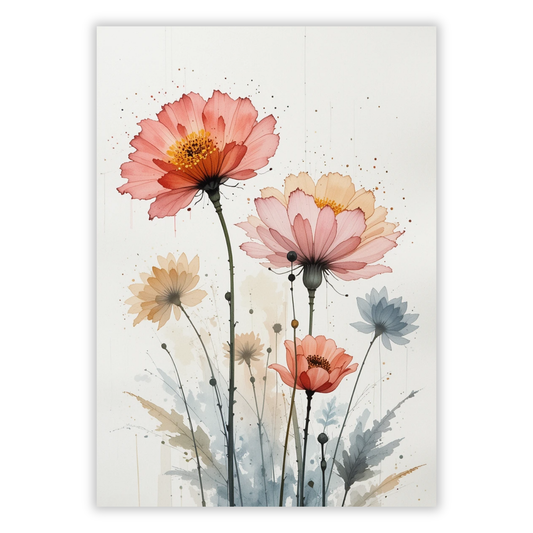 Floral In Watercolour No.3 Wall Art Canvas Print