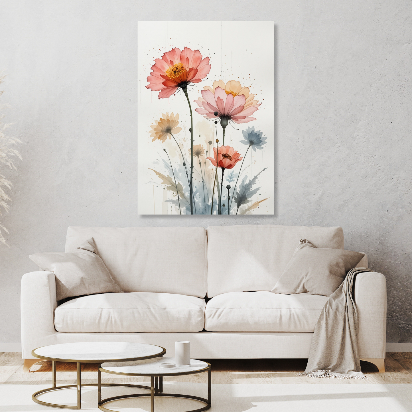 Floral In Watercolour No.3 Wall Art Canvas Print