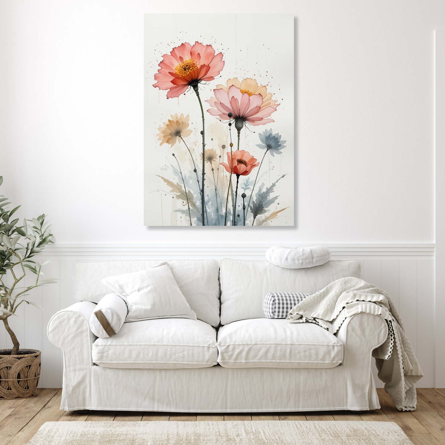 Floral In Watercolour No.3 Wall Art Canvas Print