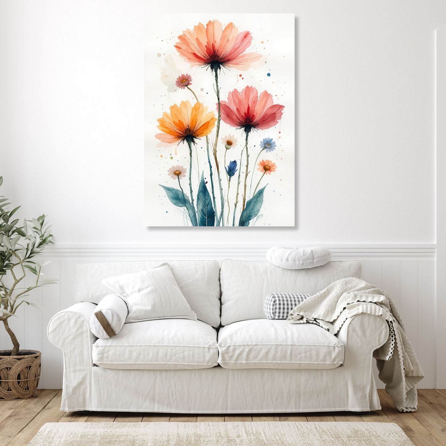 Floral In Watercolour No.1 Wall Art Canvas Print