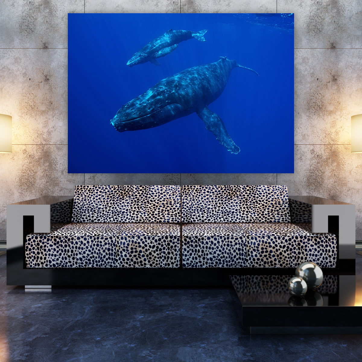 Whale & Calf Wall Art Canvas Print