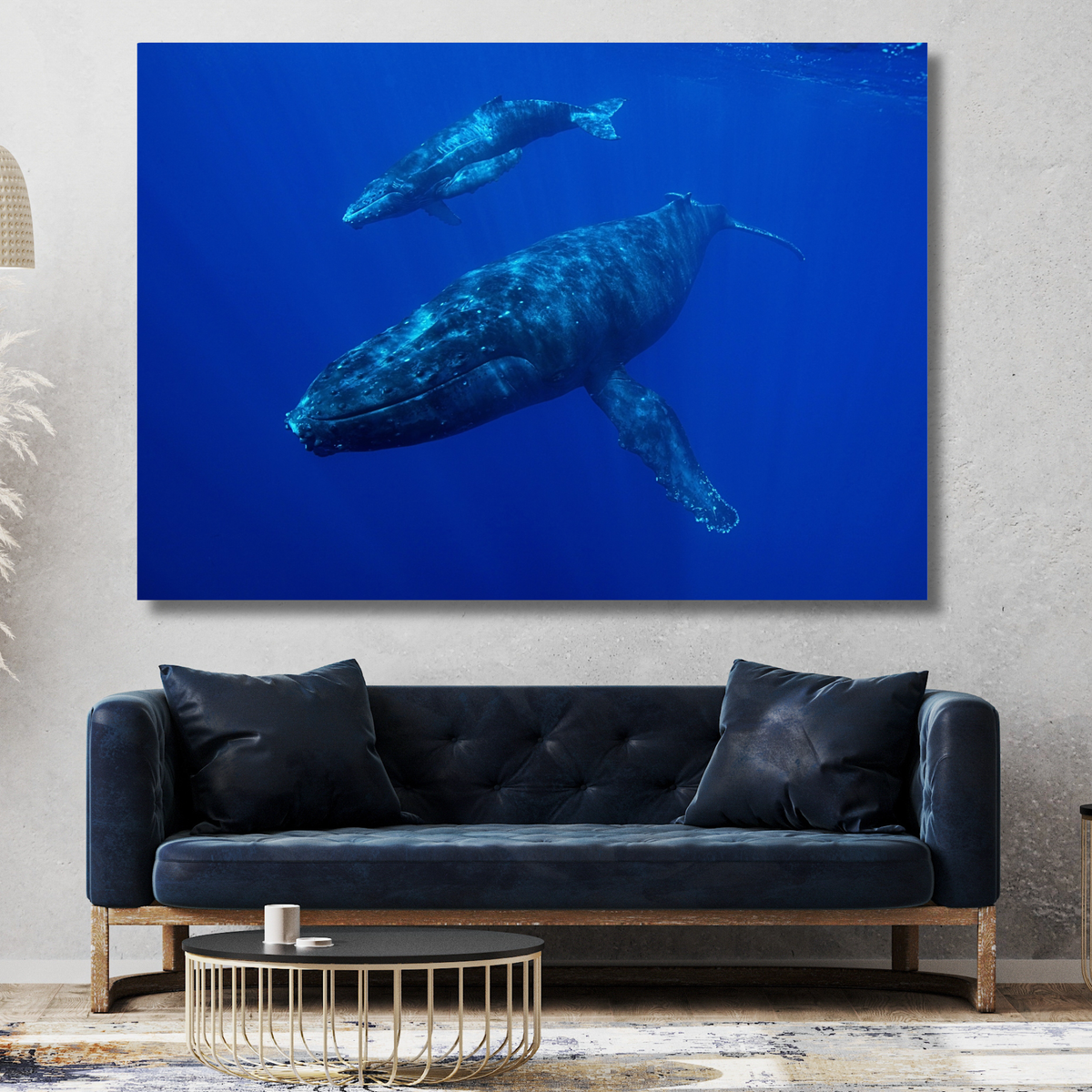Whale & Calf Wall Art Canvas Print