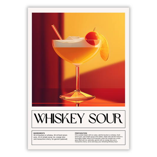 Whiskey Sour Cocktail Wall Art Canvas Print