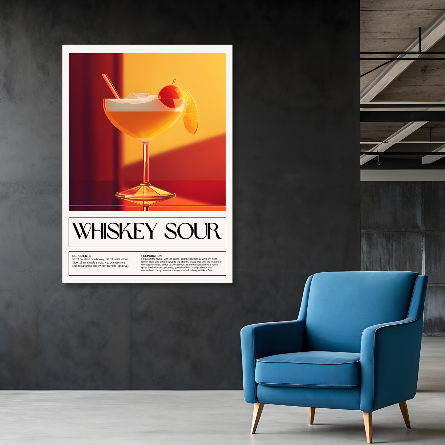 Whiskey Sour Cocktail Wall Art Canvas Print