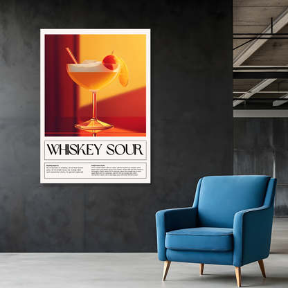 Whiskey Sour Cocktail Wall Art Canvas Print