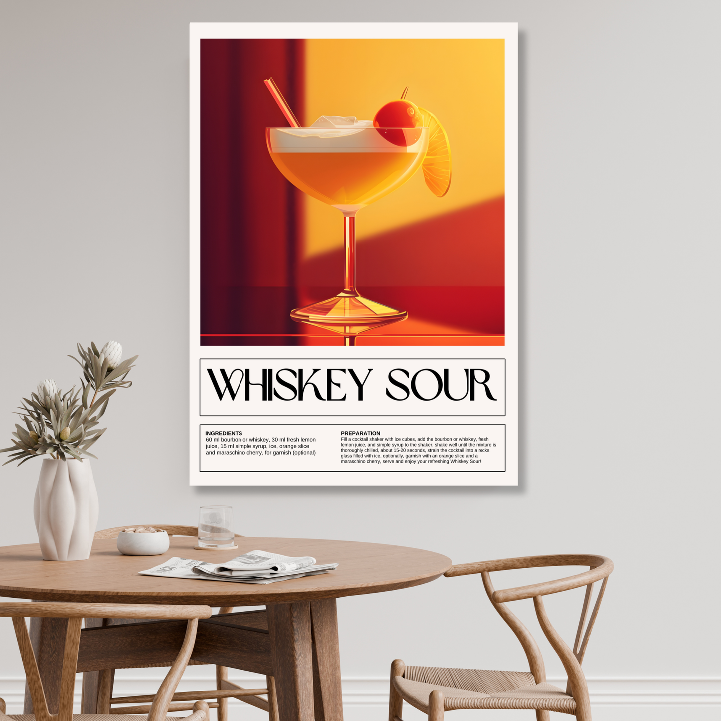 Whiskey Sour Cocktail Wall Art Canvas Print