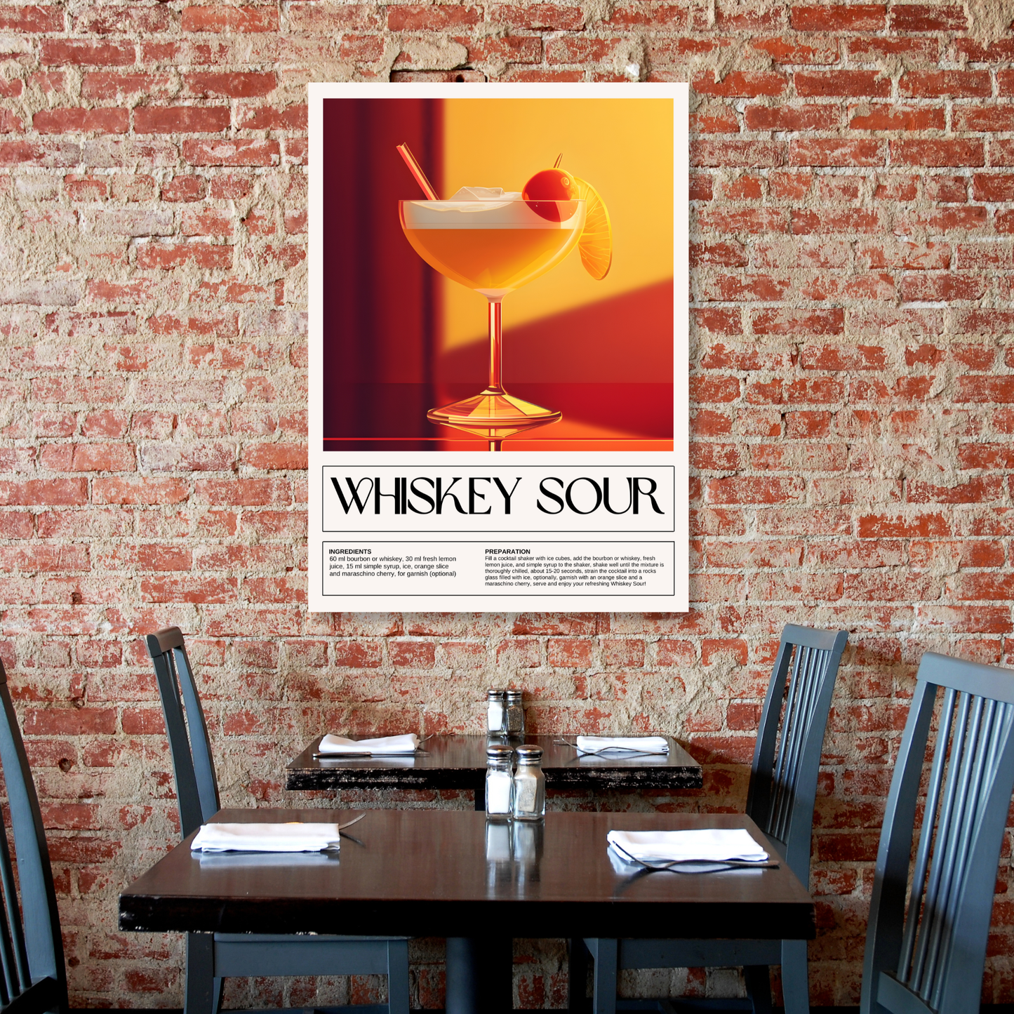 Whiskey Sour Cocktail Wall Art Canvas Print