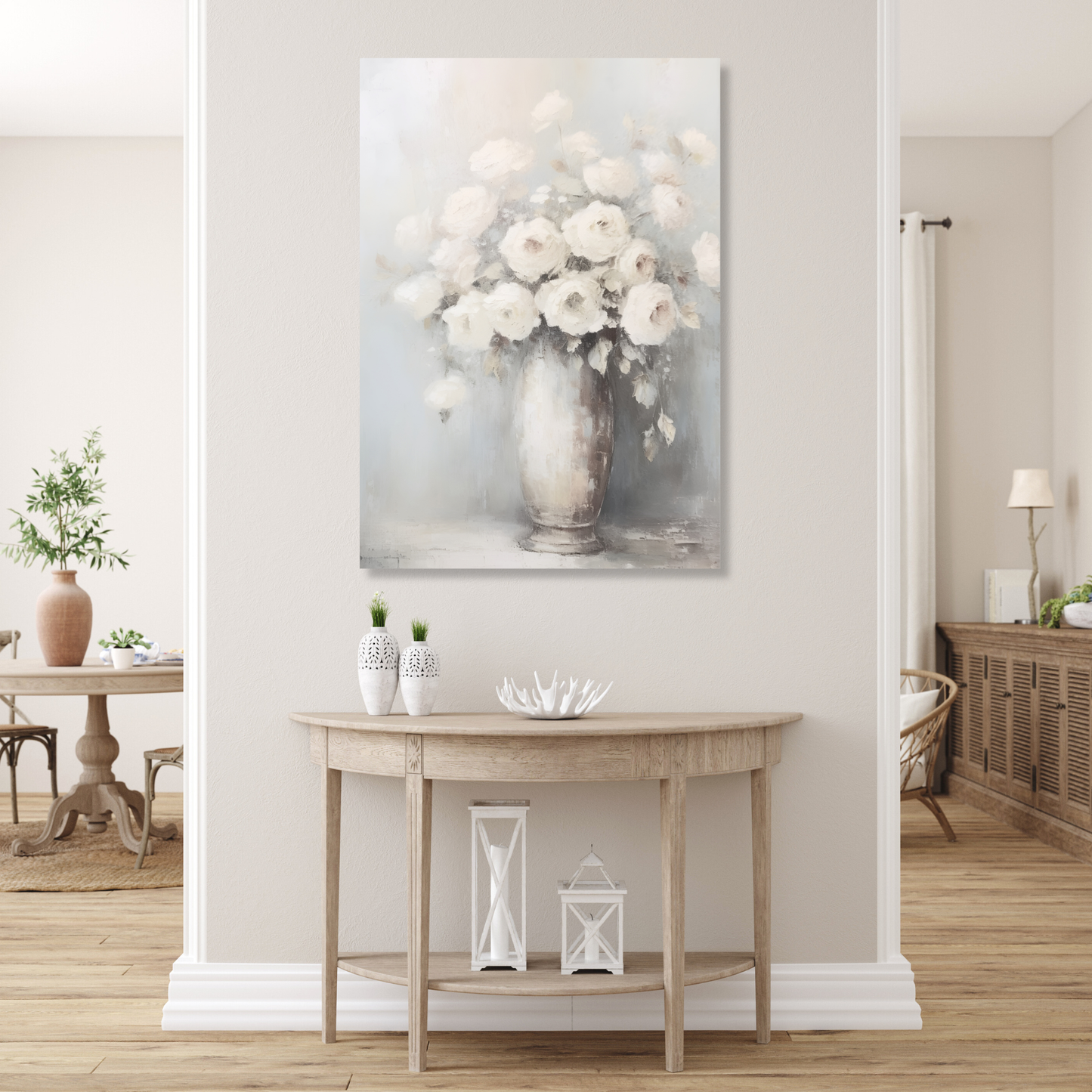 White Roses Wall Art Canvas Print