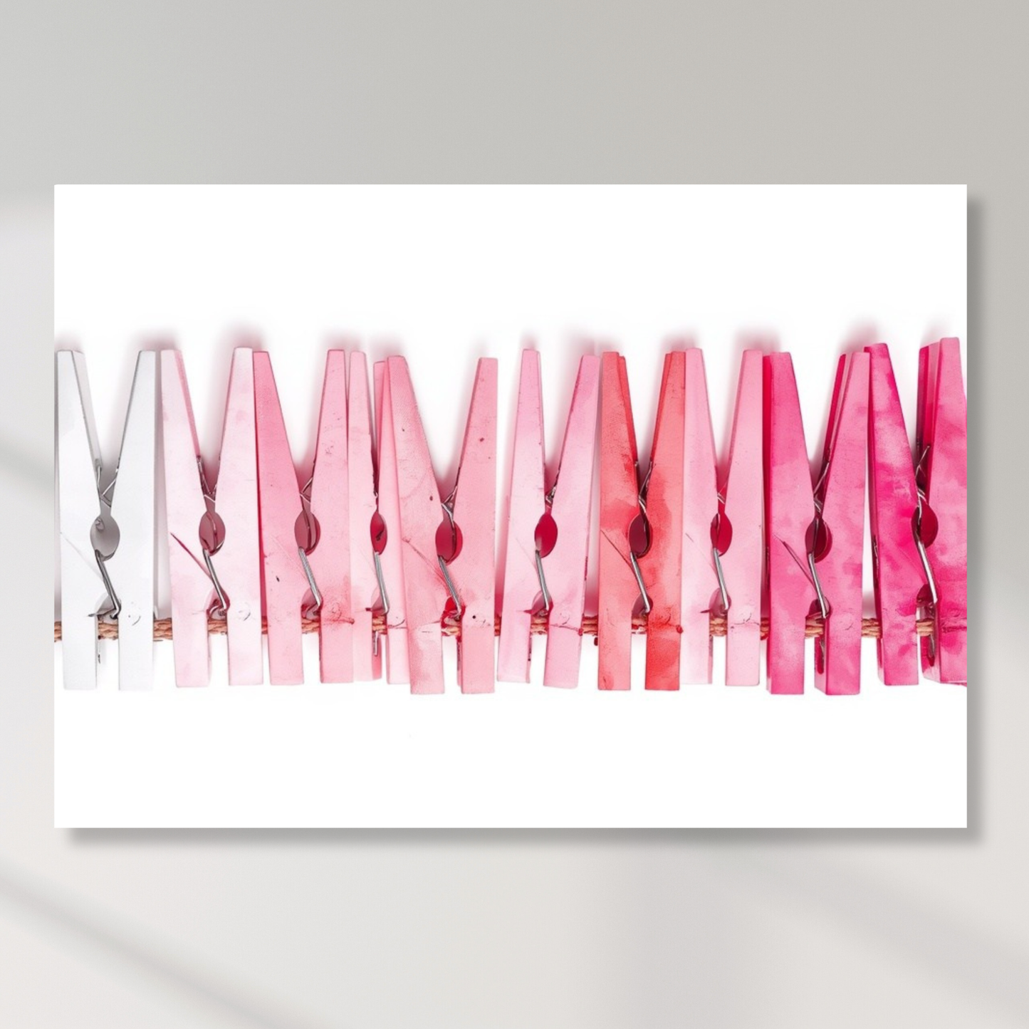 White & Pink Pegs Abstract Wall Art Canvas Print