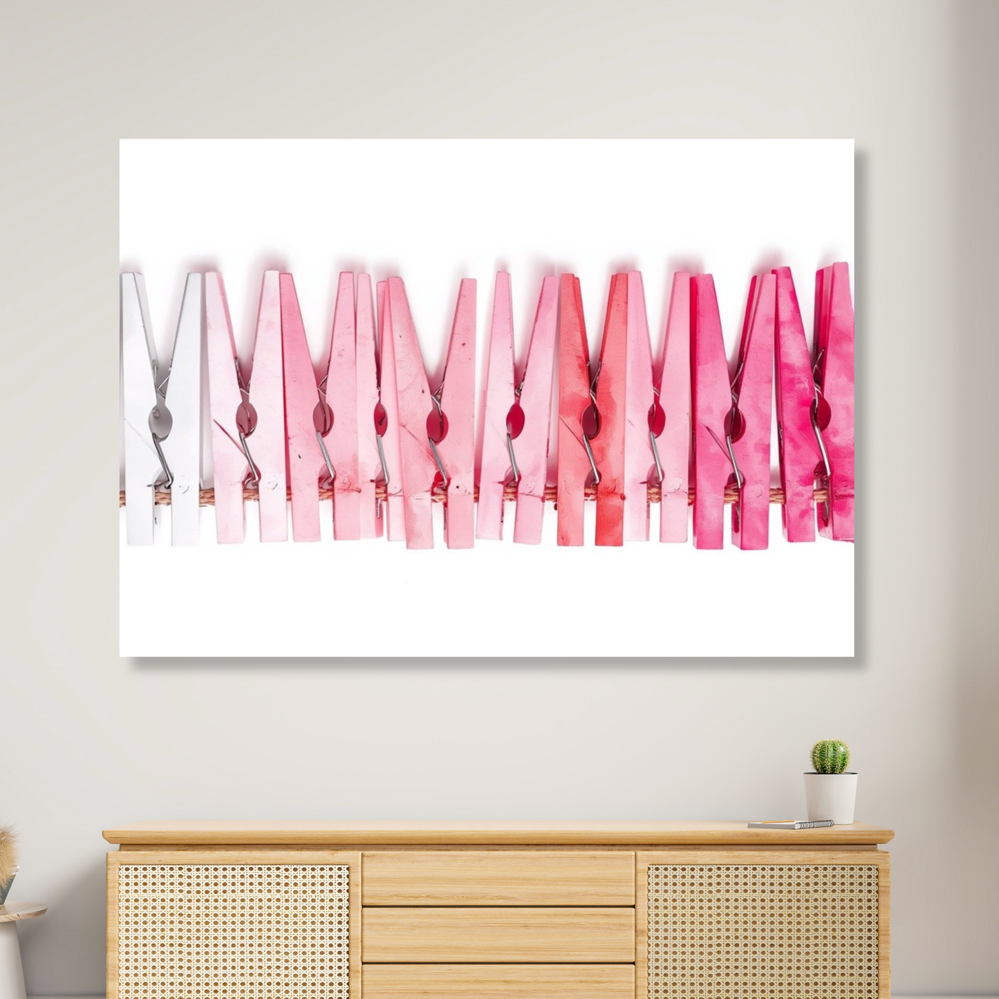 White & Pink Pegs Abstract Wall Art Canvas Print