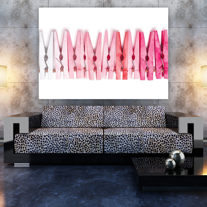 White & Pink Pegs Abstract Wall Art Canvas Print