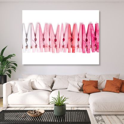 White & Pink Pegs Abstract Wall Art Canvas Print