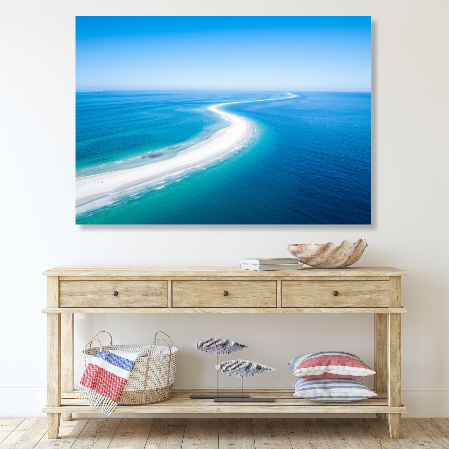 White & Turquoise Wall Art Canvas Print