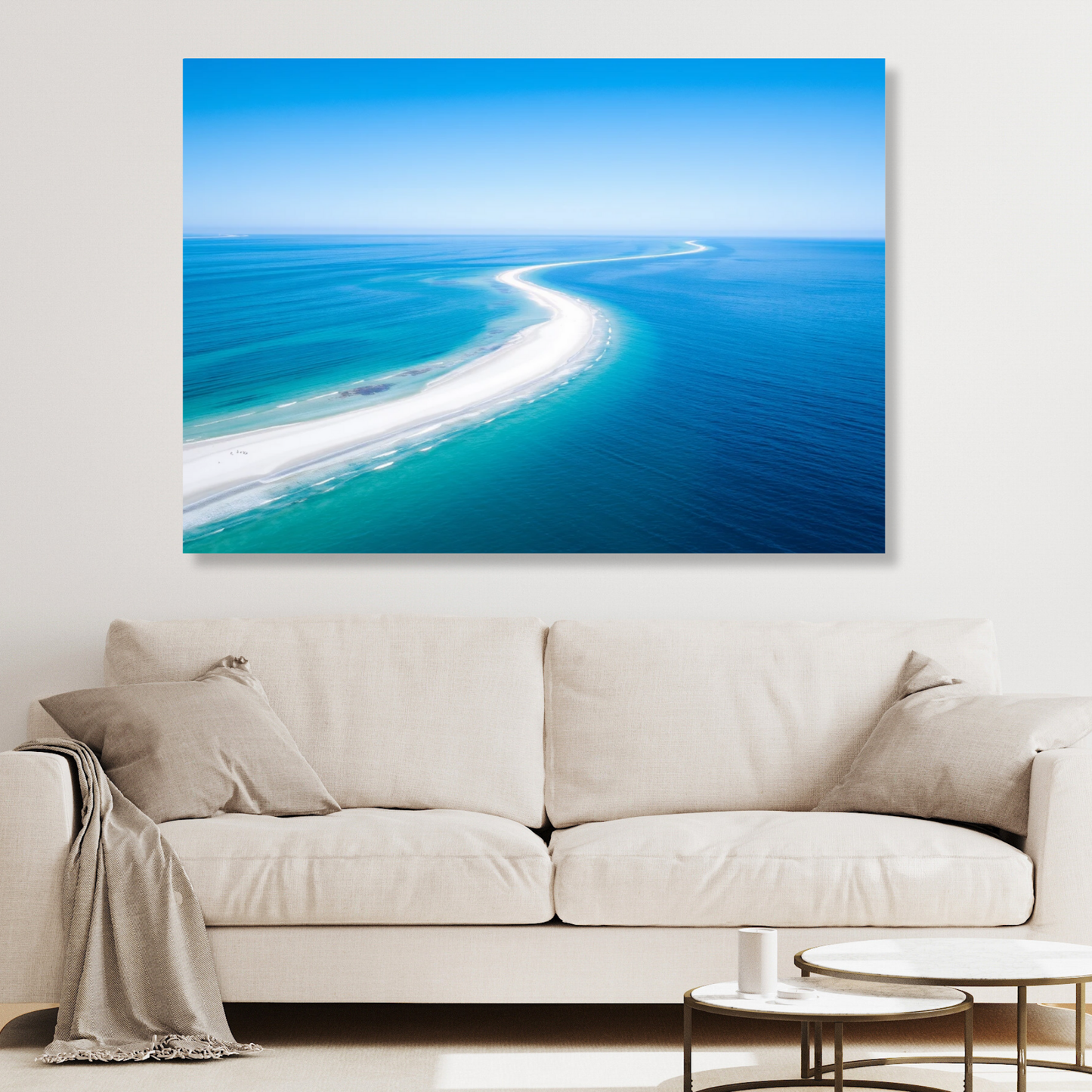 White & Turquoise Wall Art Canvas Print