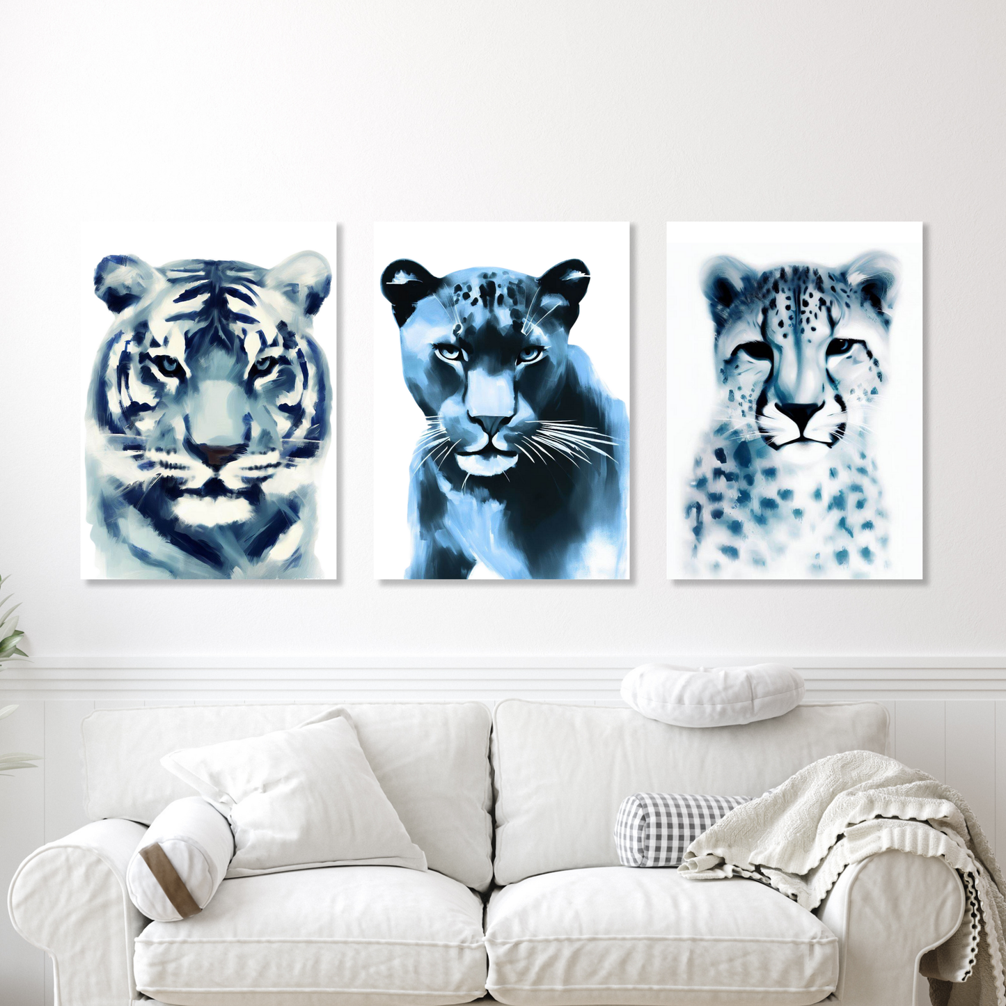 Wild Cats Set of 3 Wall Art Canvas Prints