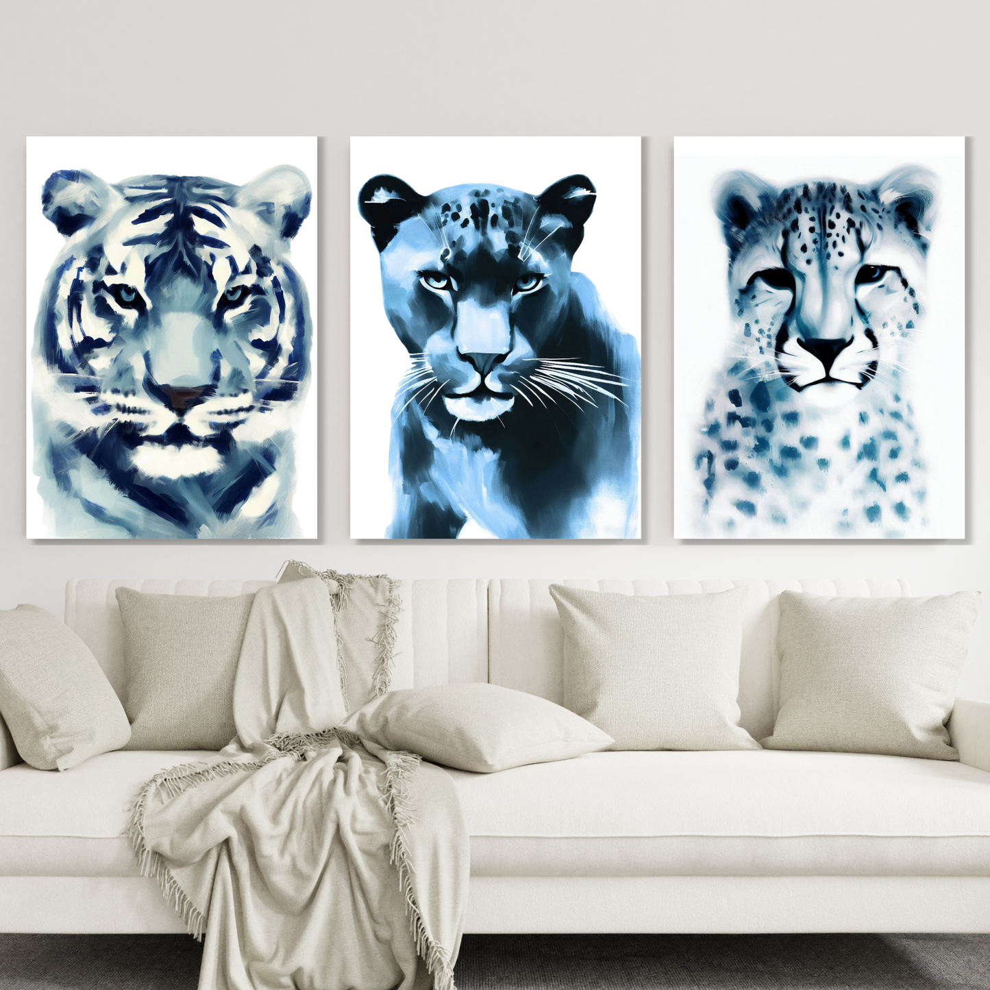 Wild Cats Set of 3 Wall Art Canvas Prints