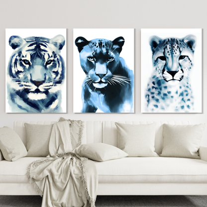 Wild Cats Set of 3 Wall Art Canvas Prints