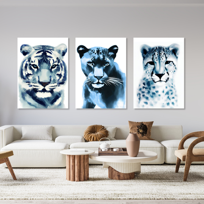 Wild Cats Set of 3 Wall Art Canvas Prints