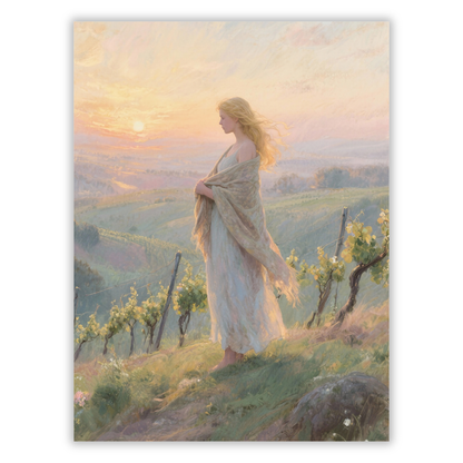 Woman Watching A Country Sunset Wall Art Canvas Print