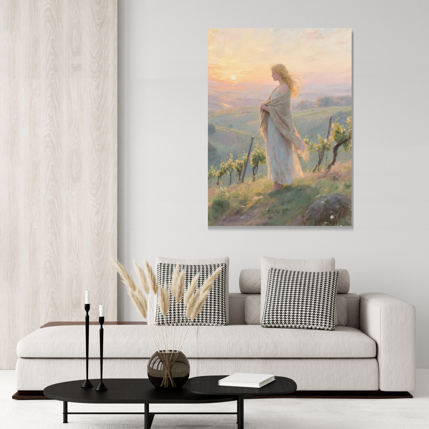 Woman Watching A Country Sunset Wall Art Canvas Print