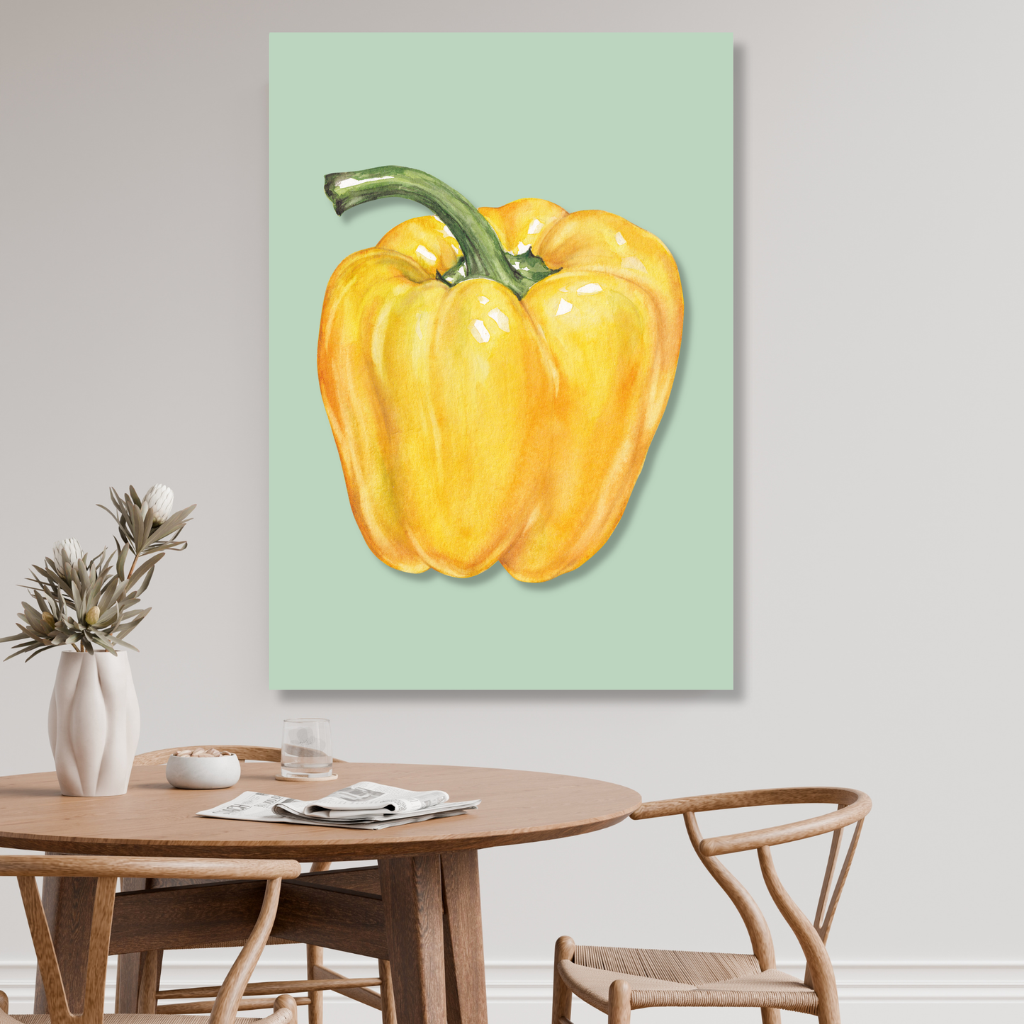 Yellow Capsicum Pepper Wall Art Canvas Print