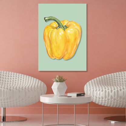 Yellow Capsicum Pepper Wall Art Canvas Print