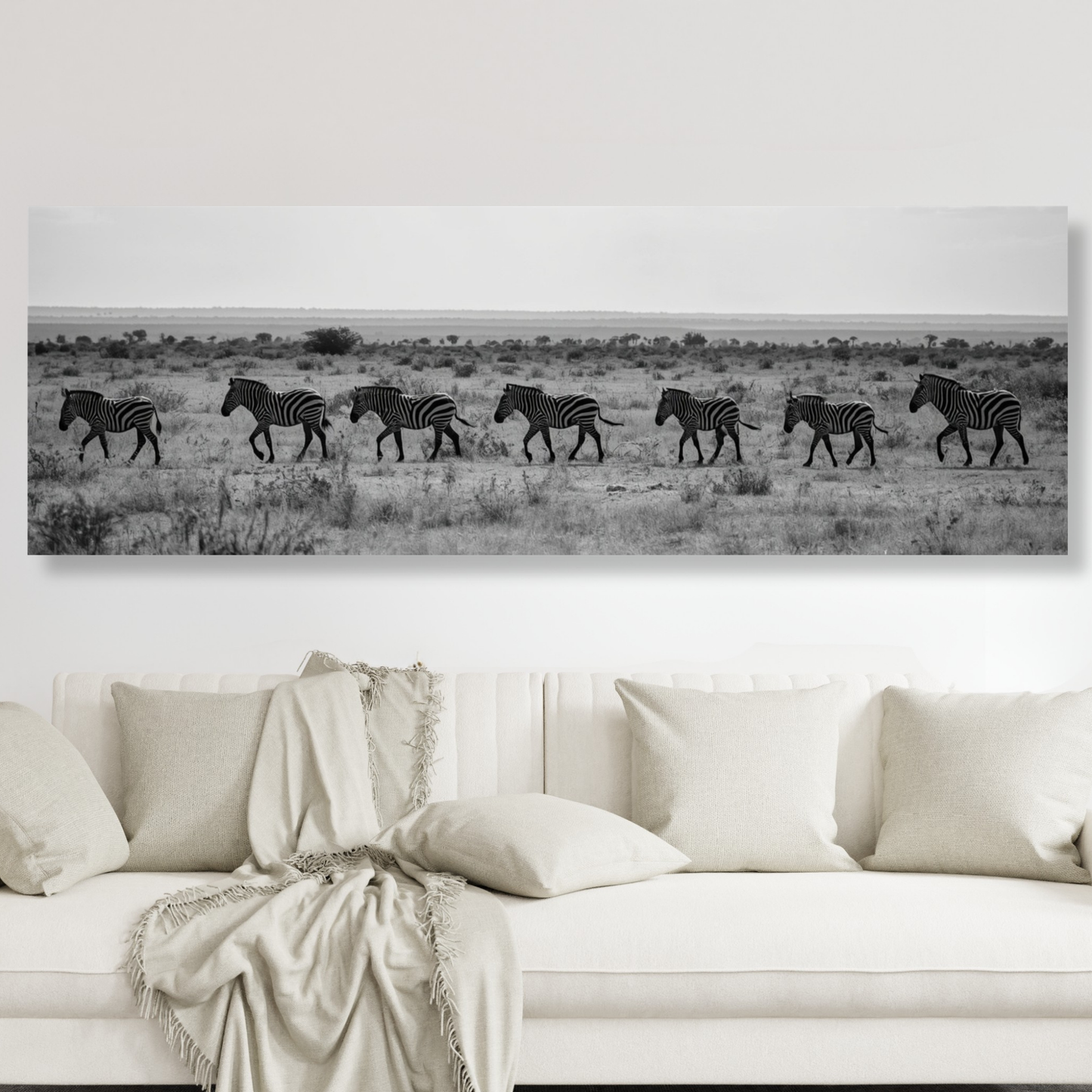 Zebra's Crossing Panoramic Wall Art Canvas Print