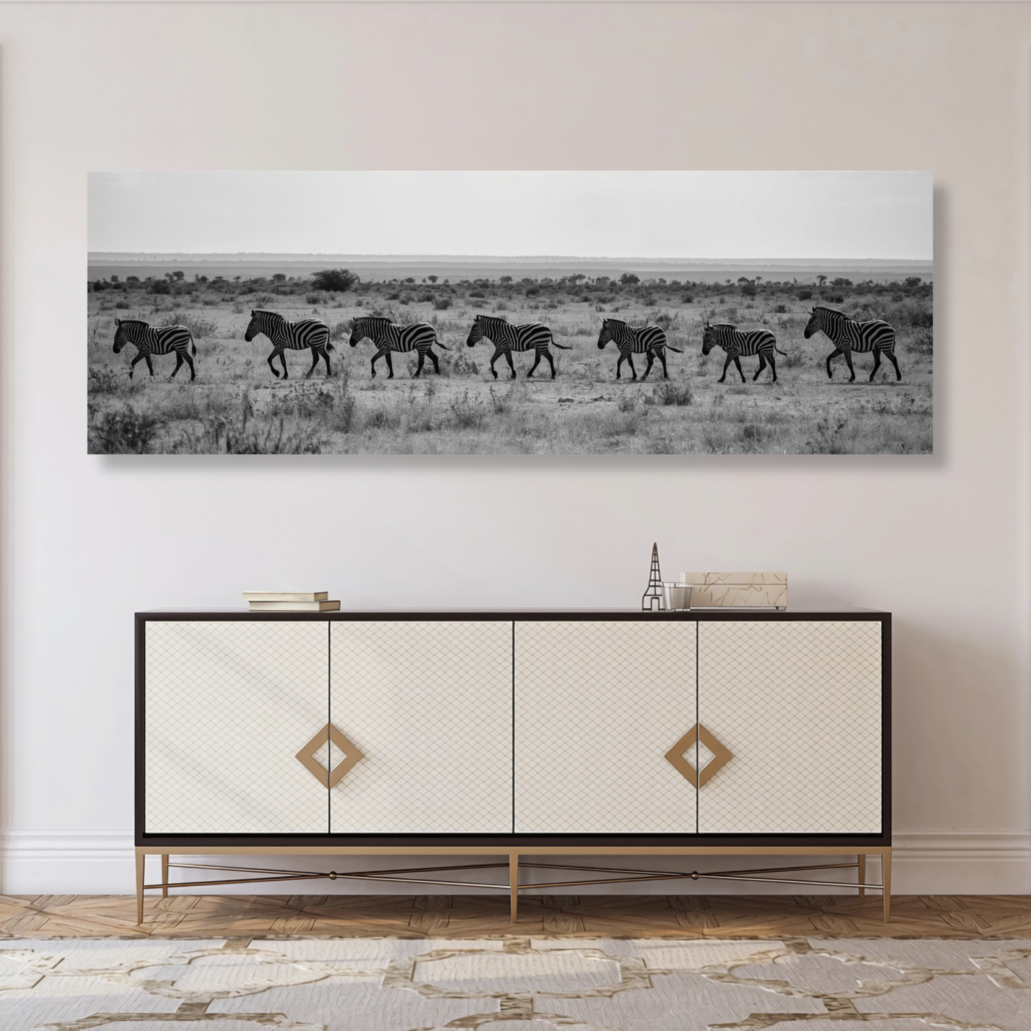 Zebra's Crossing Panoramic Wall Art Canvas Print