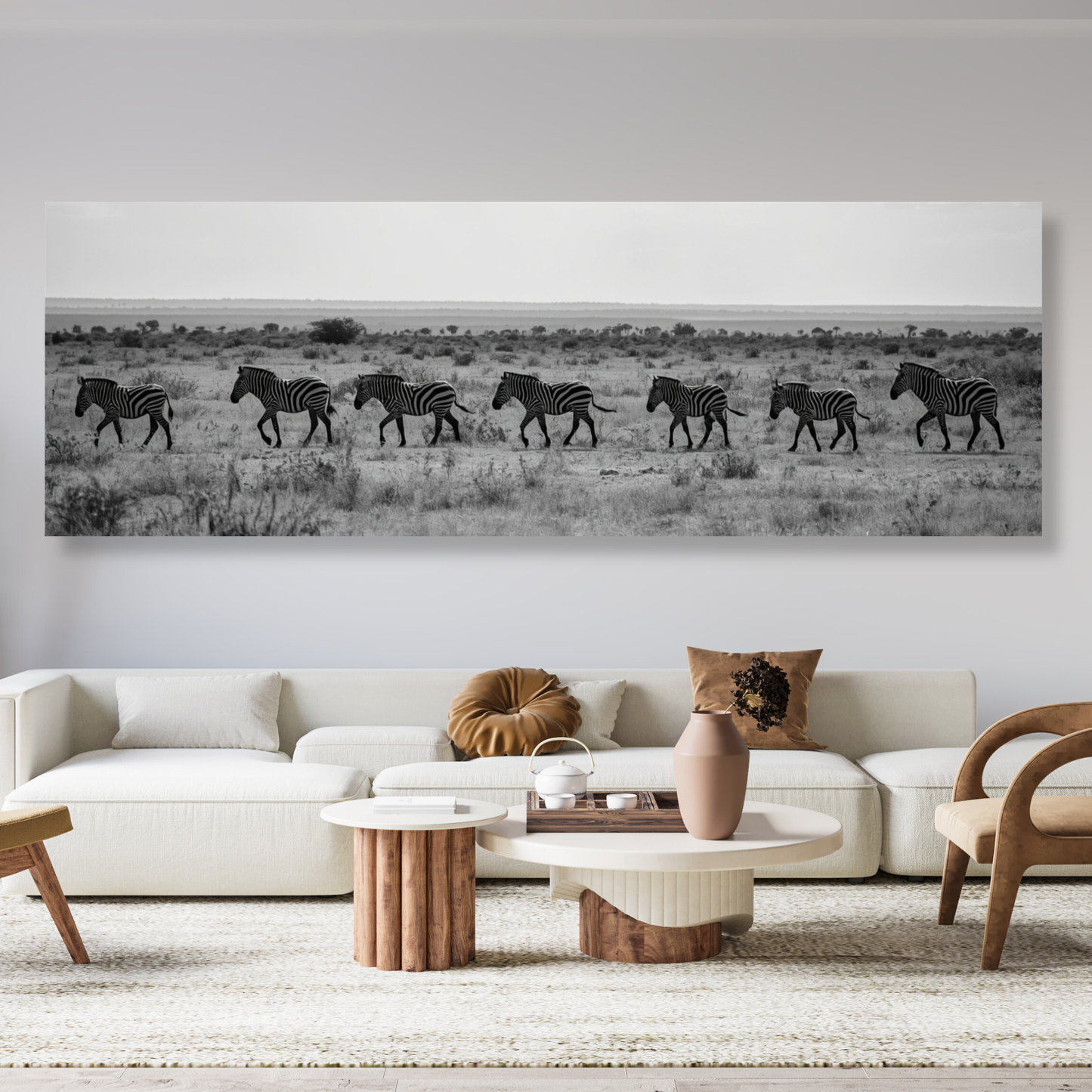 Zebra's Crossing Panoramic Wall Art Canvas Print
