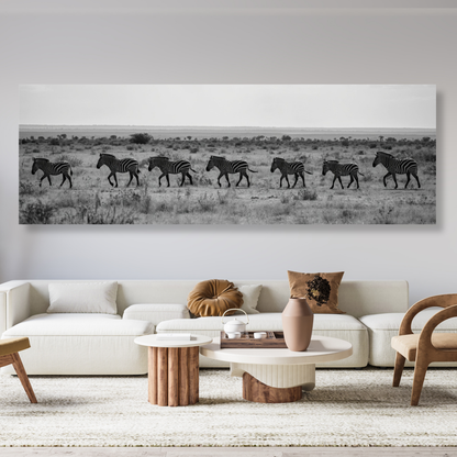 Zebra's Crossing Panoramic Wall Art Canvas Print