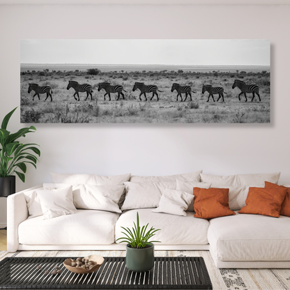Zebra's Crossing Panoramic Wall Art Canvas Print