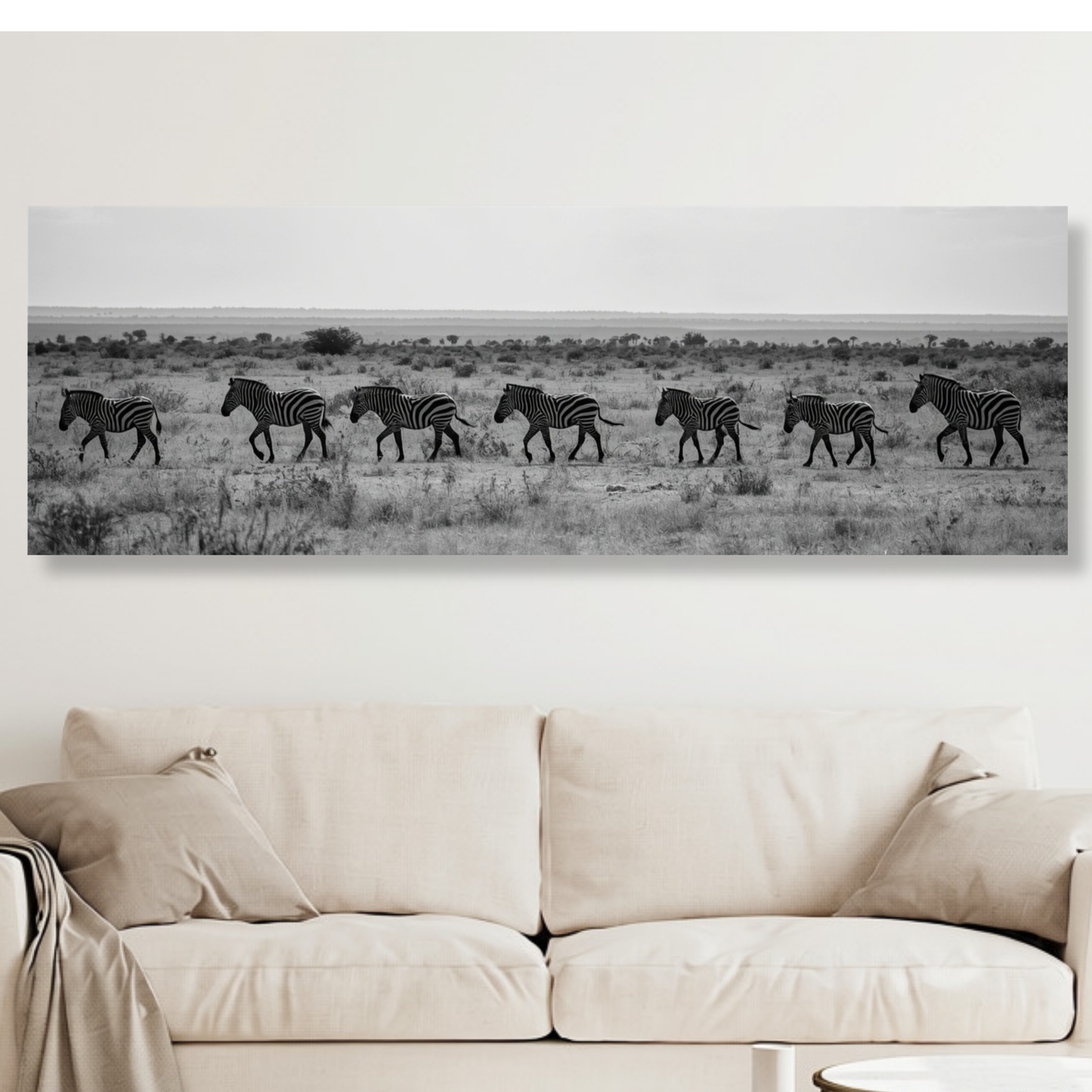 Zebra's Crossing Panoramic Wall Art Canvas Print