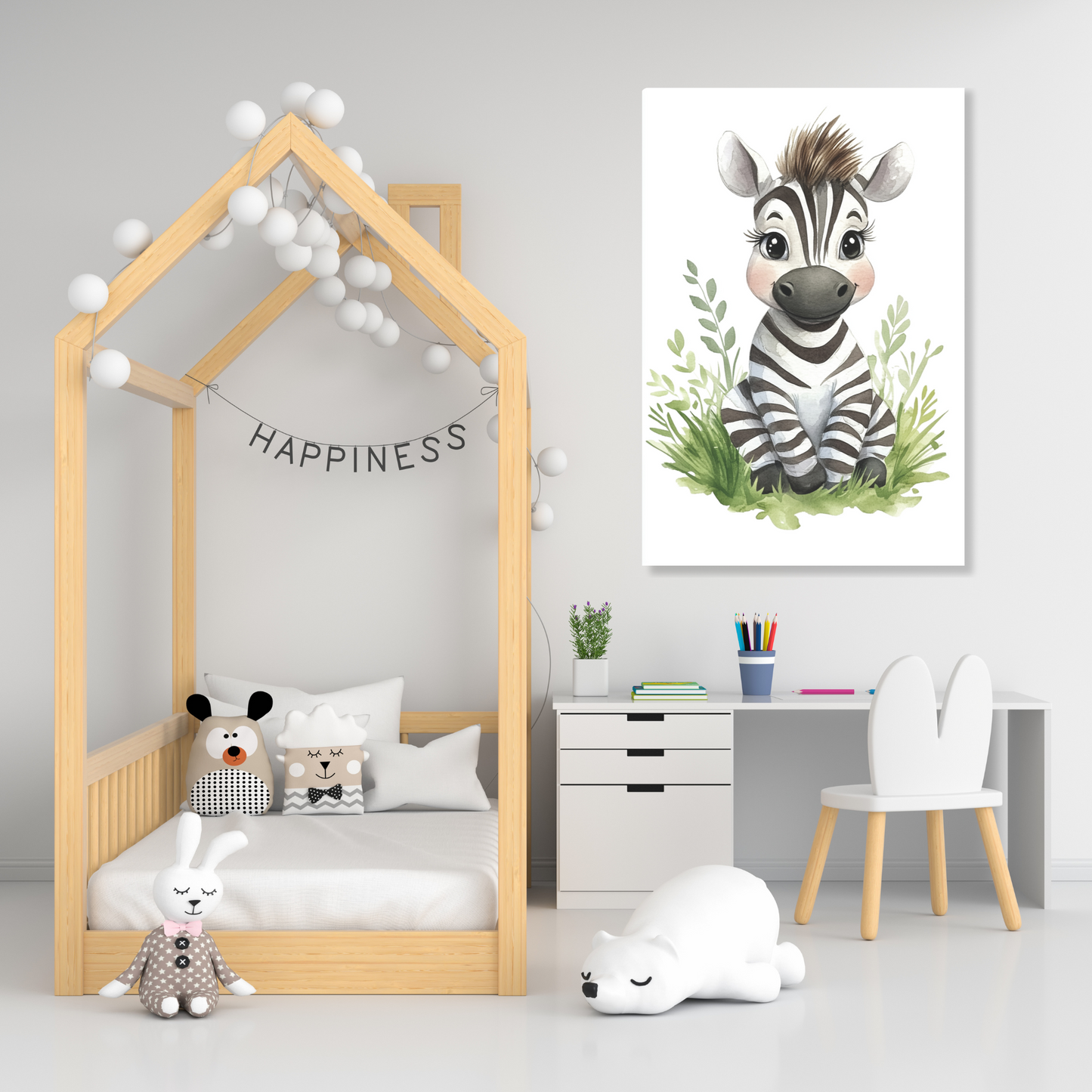 Zella Zebra Canvas Wall Art Print