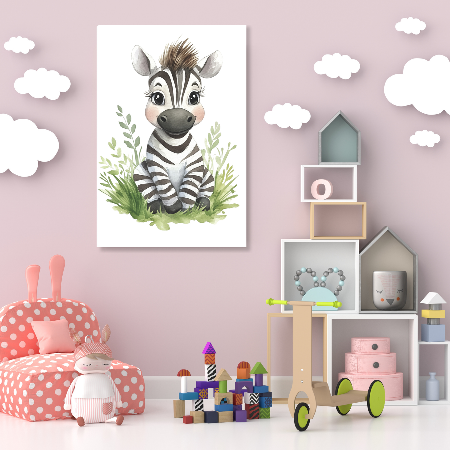 Zella Zebra Canvas Wall Art Print