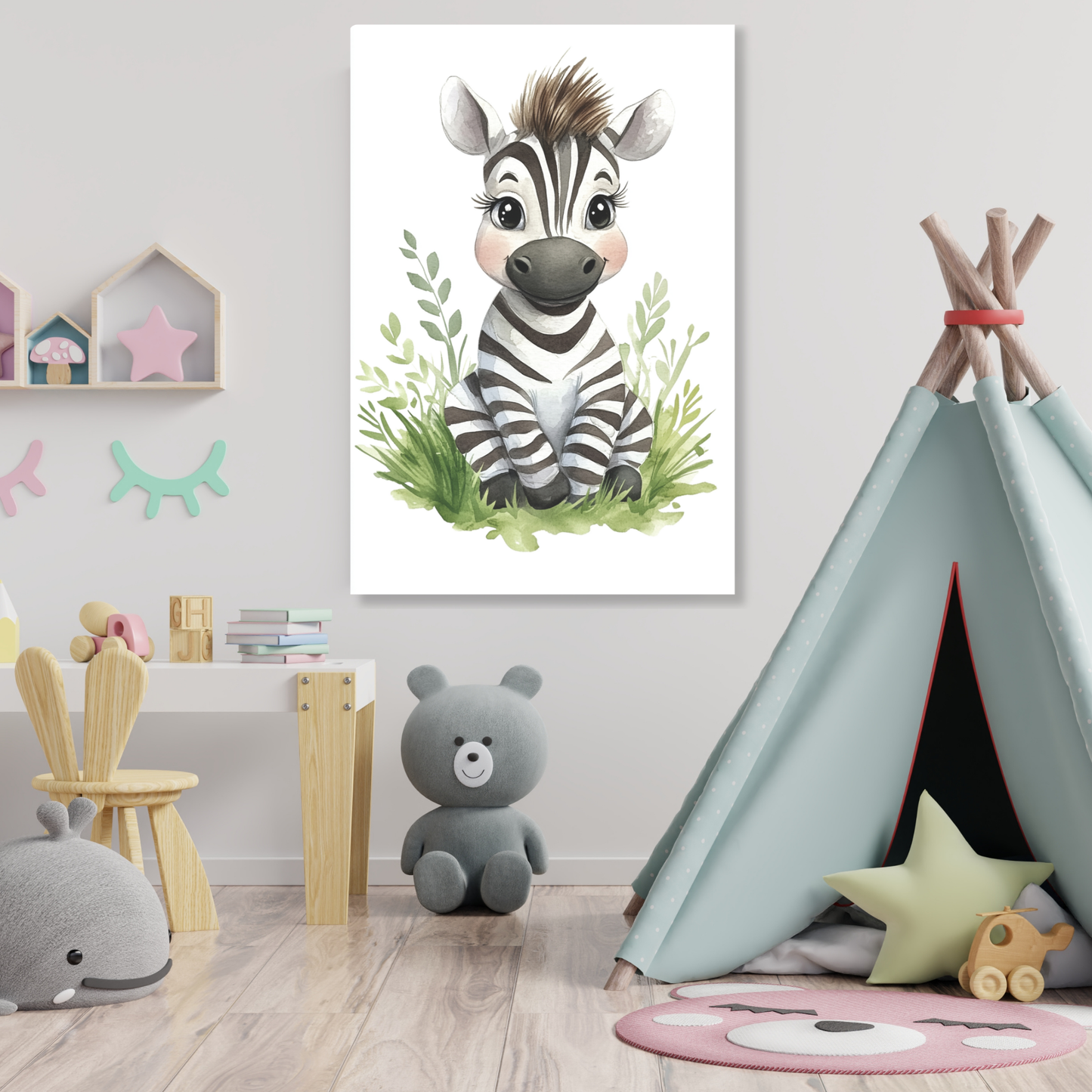 Zella Zebra Canvas Wall Art Print