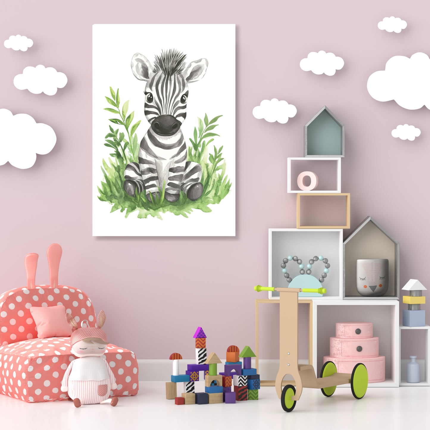 Zoe Zebra Canvas Wall Art Print